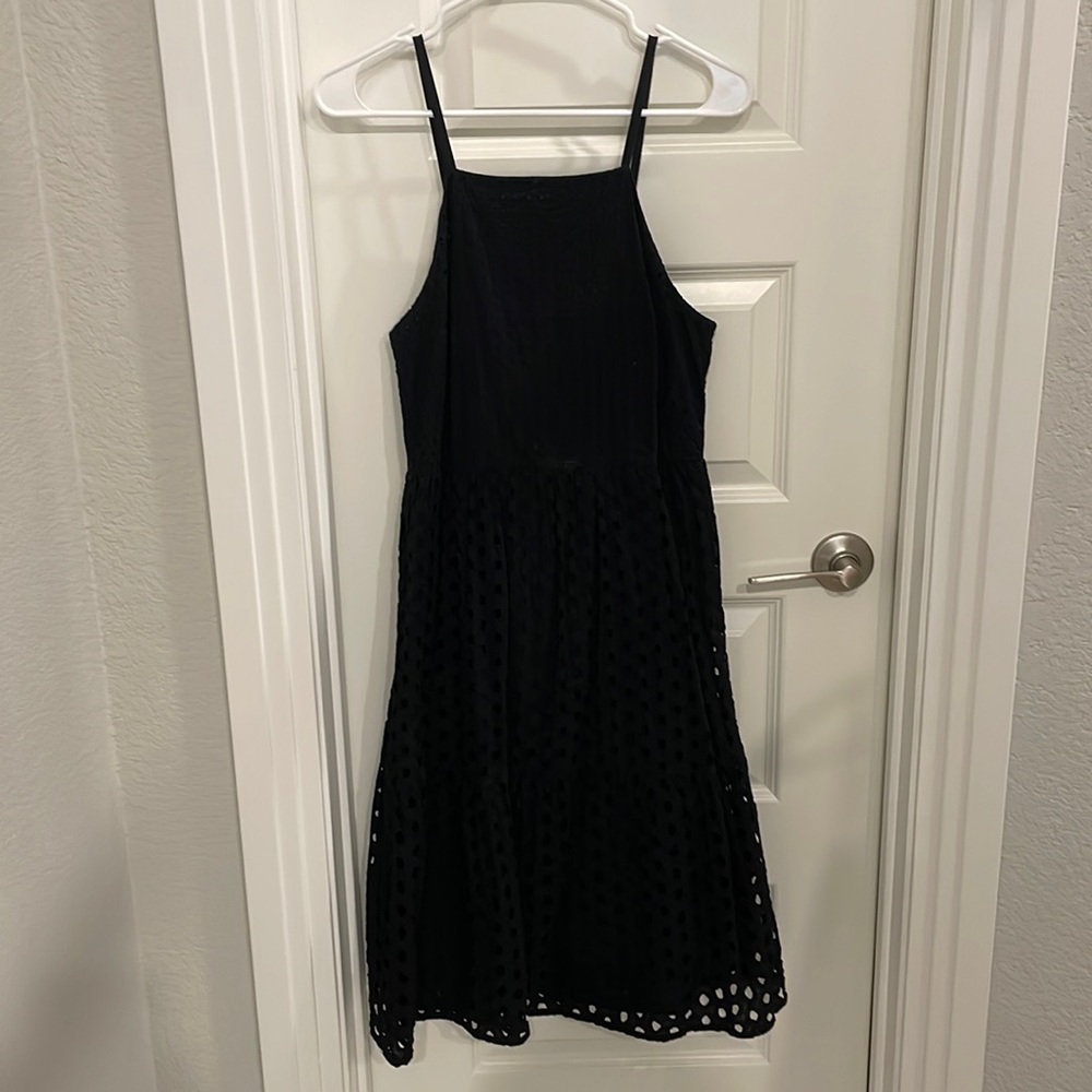 Loft black eyelet dress. Size 4.Adjustable straps.Rouched back to allow stretch.